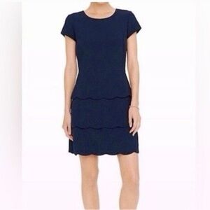 Club Monaco Classic Navy Scalloped Tier Dress - Women's